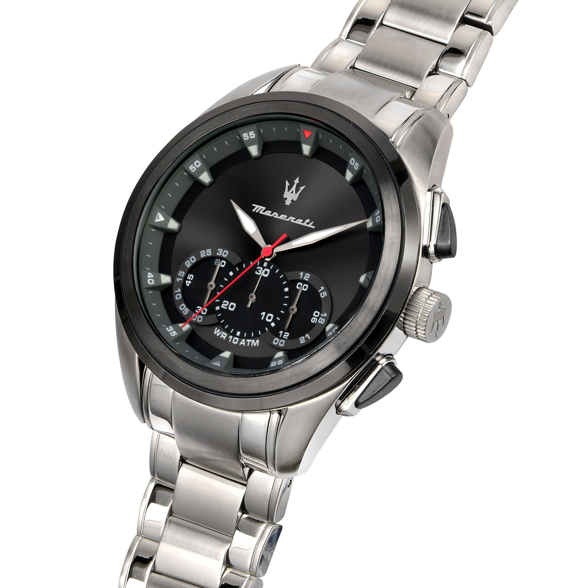 Maserati Traguardo 45mm Black Dial Silver Bracelet Watch